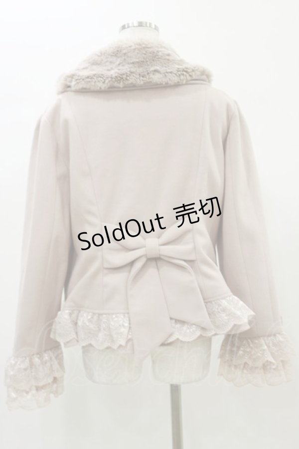 画像2: axes femme / 裾レースショートコート L ピンク H-26-01-03-031-AX-CO-NS-ZH (2)