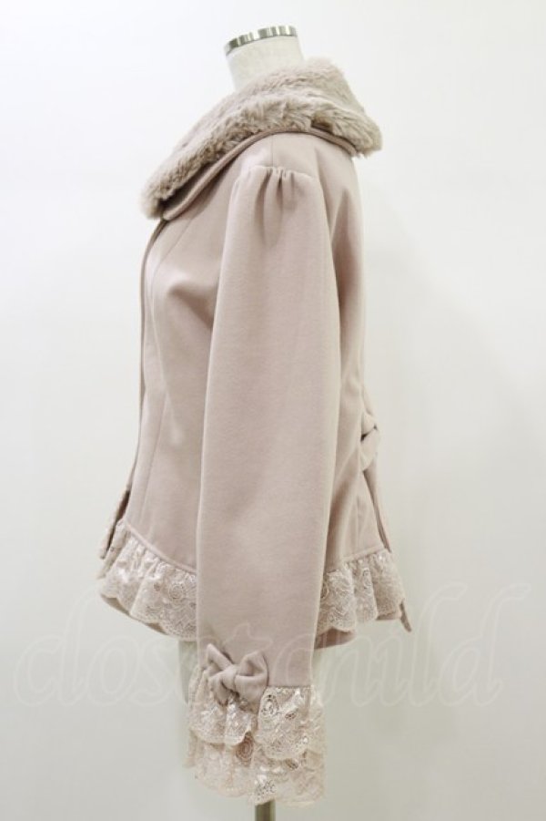 画像3: axes femme / 裾レースショートコート L ピンク H-26-01-03-031-AX-CO-NS-ZH (3)