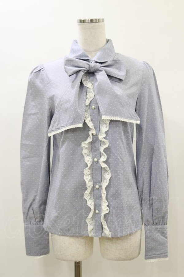 画像1: Blue rouge / ストライプブラウス Free ブルー H-26-01-03-035-CA-BL-NS-ZH (1)