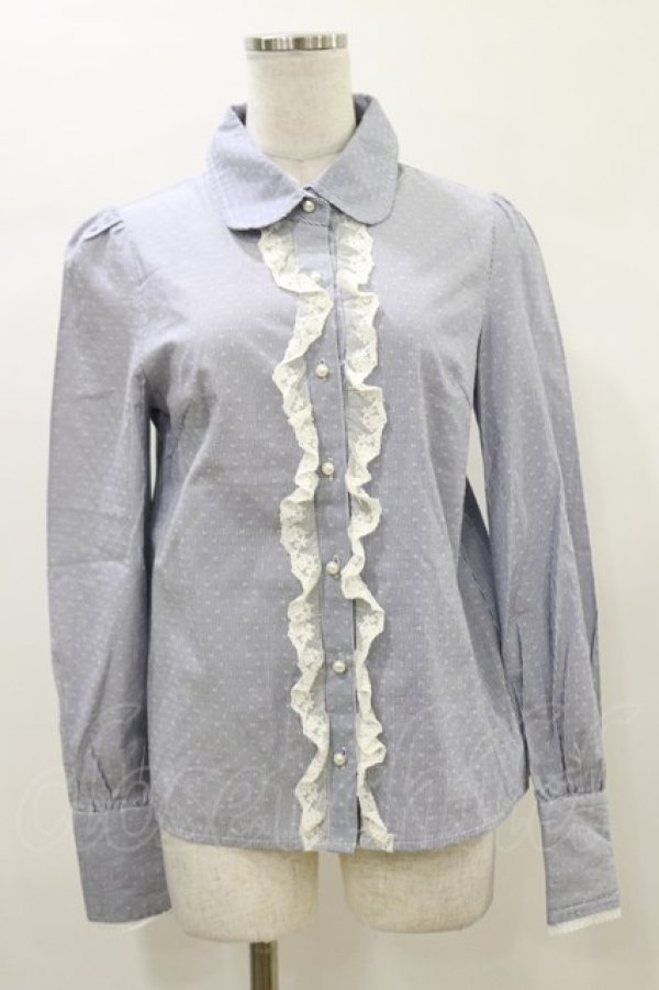 画像3: Blue rouge / ストライプブラウス Free ブルー H-26-01-03-035-CA-BL-NS-ZH (3)