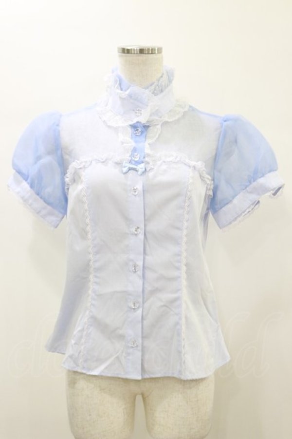 画像1: Angelic Pretty / ガラスの人形ブラウス Free サックス H-26-01-03-037-AP-BL-NS-ZH (1)