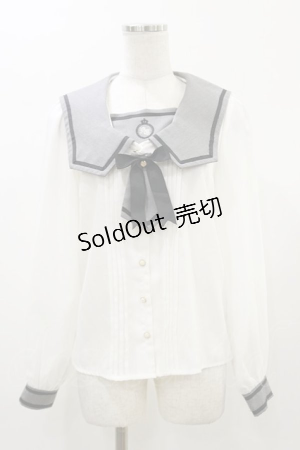 画像1: Amavel / プチネクタイセーラーブラウス Free グレー H-26-01-03-038-CA-BL-NS-ZH (1)