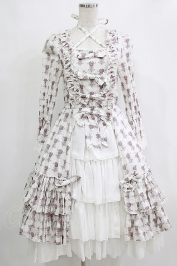 画像1: ATELIER PIERROT / Rosy Bouquet Dress size1 ライトグレー H-26-01-04-001-EL-OP-KB-ZH (1)