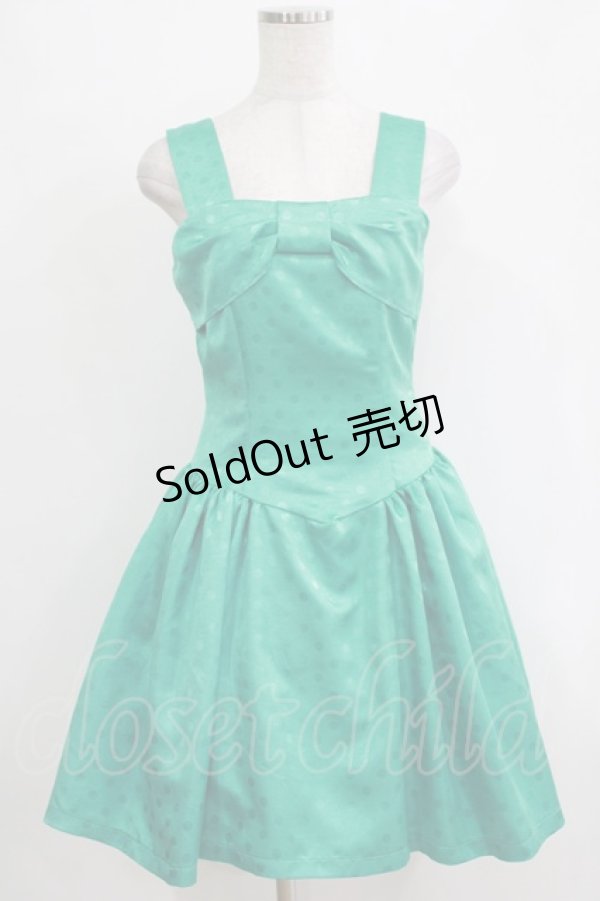 画像1: pays des fees  / ドットジャガードリボンワンピース 9号 ターコイズ H-26-01-04-023-PU-OP-KB-ZH (1)