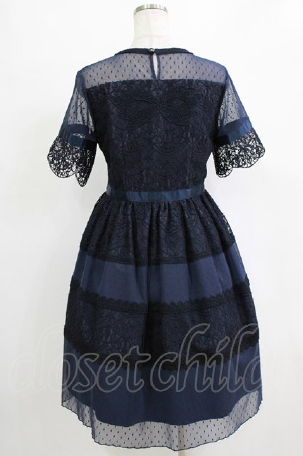 画像3: elements,H / マスケラレースチュールドレス  ネイビー H-26-01-04-026-PU-OP-KB-ZH (3)