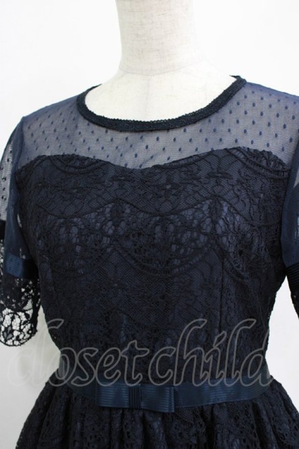 画像4: elements,H / マスケラレースチュールドレス  ネイビー H-26-01-04-026-PU-OP-KB-ZH (4)