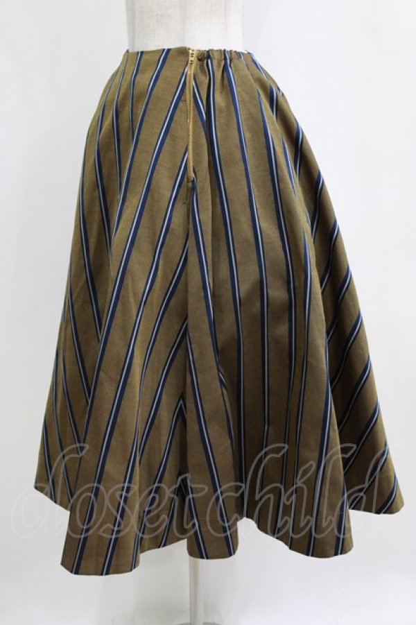 画像2: Jane Marple / Regimental stripe circular skirt  ocher H-26-01-04-027-JM-SK-KB-ZH (2)