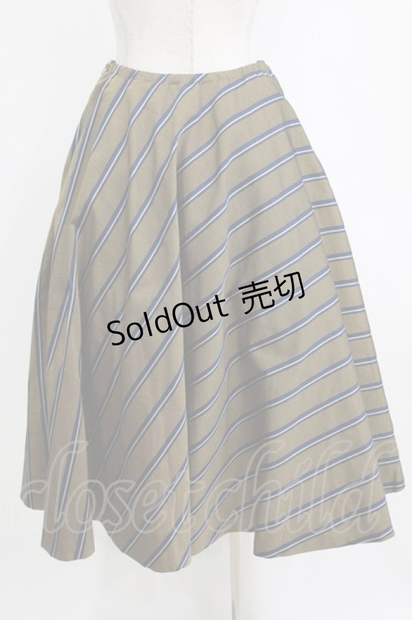 画像3: Jane Marple / Regimental stripe circular skirt  ocher H-26-01-04-027-JM-SK-KB-ZH (3)
