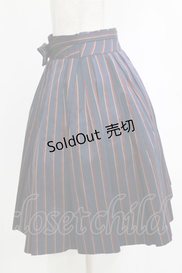 画像2: Jane Marple / レジメンタルストライプのトリプルタックスカート M ネイビー H-26-01-04-031-JM-SK-KB-ZH (2)