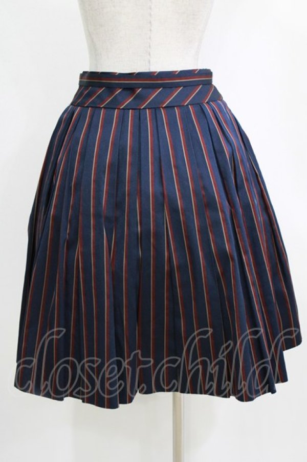 画像3: Jane Marple / レジメンタルストライプのトリプルタックスカート M ネイビー H-26-01-04-031-JM-SK-KB-ZH (3)