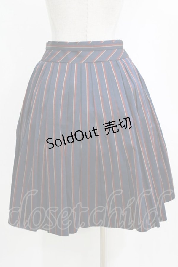 画像3: Jane Marple / レジメンタルストライプのトリプルタックスカート M ネイビー H-26-01-04-031-JM-SK-KB-ZH (3)