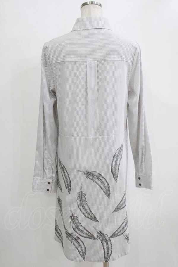 画像3: Rozen Kavalier / 羽根プリントストライプシャツワンピース  白 H-26-01-04-042-OO-OP-KB-ZH (3)