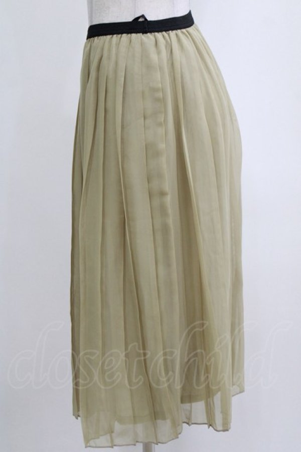 画像2: MARBLE / プリーツシフォンスカート  グリーン H-26-01-04-044-GO-SK-KB-ZH (2)
