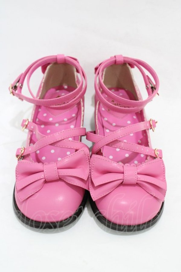 画像1: Angelic Pretty / Tea Party Shoes L/約24.5cm ダークピンク H-26-01-04-1001-AP-SH-NS-ZH (1)