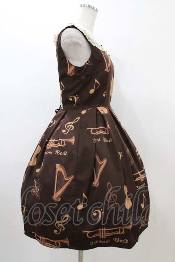 画像3: Innocent World / オーケストラの楽器柄ジャストウエストジャンパースカート M92cm ショコラ H-26-01-04-1028-IW-OP-NS-ZH (3)