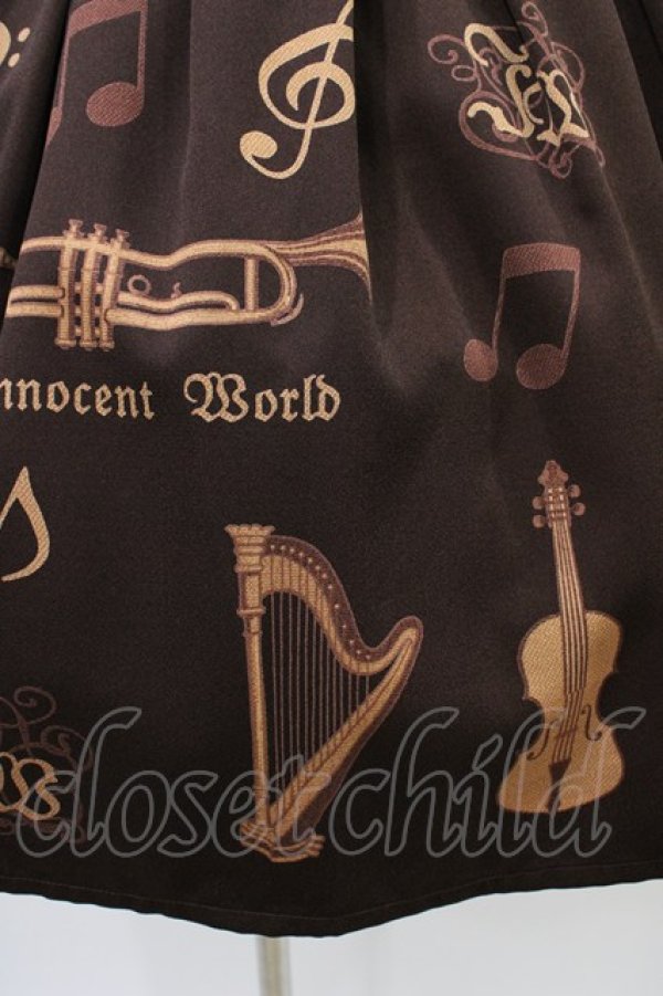 画像5: Innocent World / オーケストラの楽器柄ジャストウエストジャンパースカート M92cm ショコラ H-26-01-04-1028-IW-OP-NS-ZH (5)