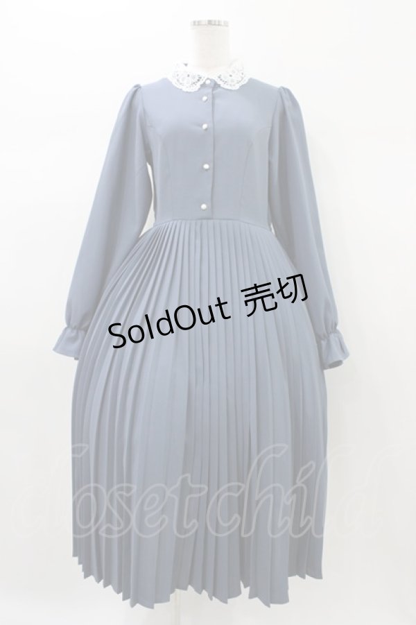 画像1: m petit by misako / AM*レースエリプリーツワンピース M ブルー H-26-01-04-1040-LO-OP-NS-ZH (1)