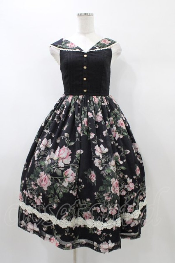 画像1: Miss Point（海外ロリータブランド） / Rose Garden 2WAYデザインネックジャンパースカート XS ブラック H-26-01-04-1044-EL-OP-NS-ZH (1)