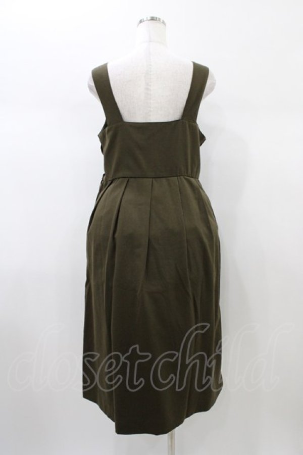 画像2: Fi.n.t / ダブル釦ディープネックジャンパースカート Free KHAKI H-26-01-04-1048-CA-OP-NS-ZH (2)