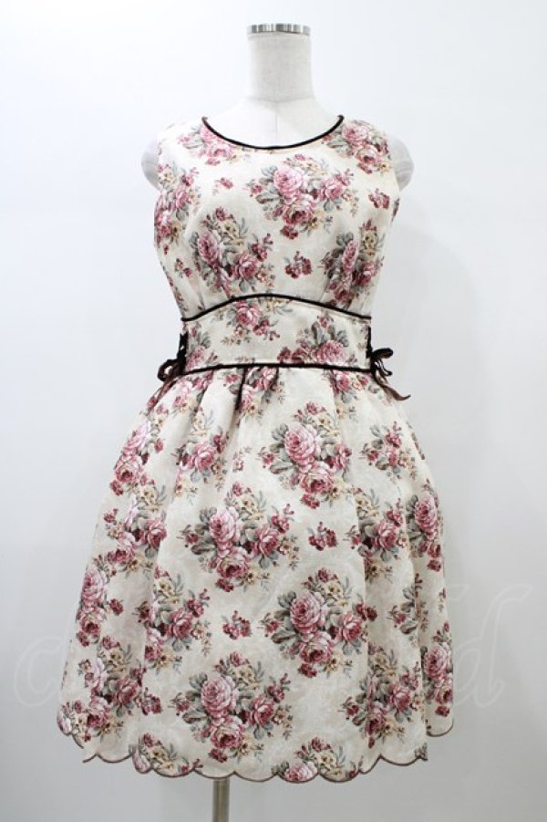 画像1: axes femme POETIQUE / ローズブーケ柄ワンピース M 生成り H-26-01-04-1050-AX-OP-NS-ZH (1)