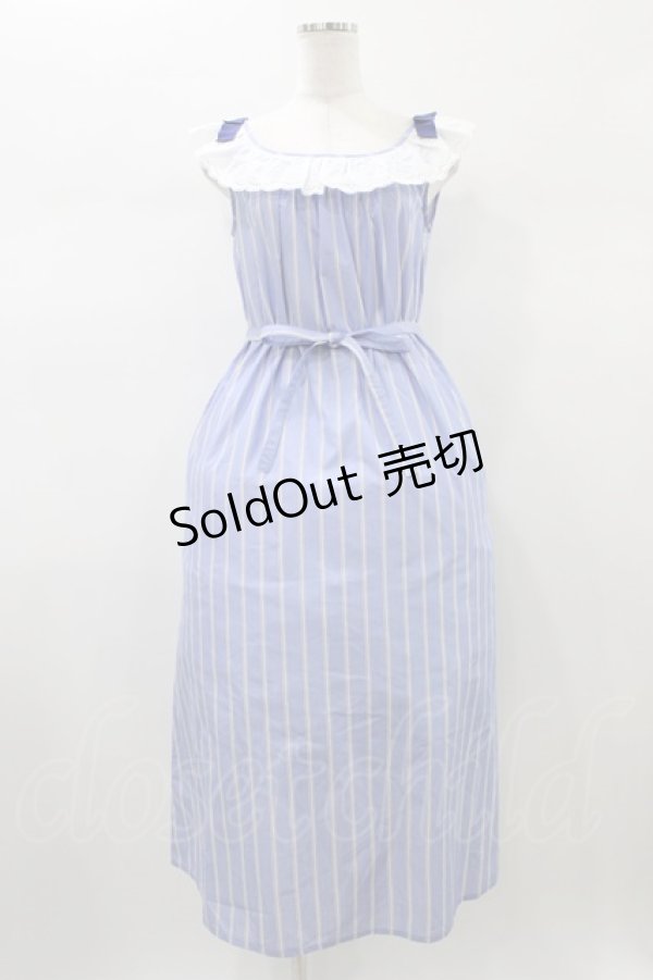 画像1: Franche Lippee / 肩リボンフリルマキシワンピース M ブルー H-26-01-04-1052-LO-OP-NS-ZH (1)