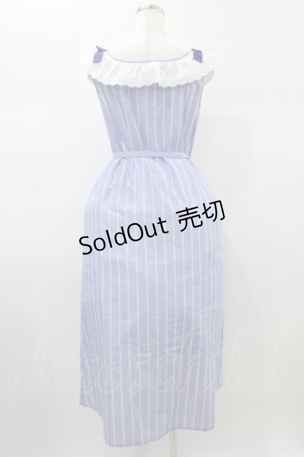 画像2: Franche Lippee / 肩リボンフリルマキシワンピース M ブルー H-26-01-04-1052-LO-OP-NS-ZH (2)