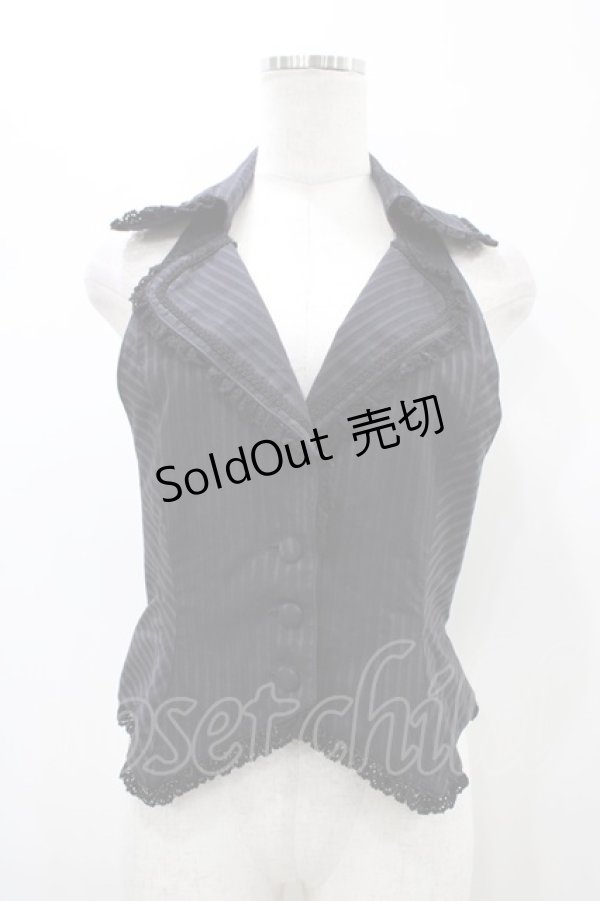 画像1: ALICE and the PIRATES / ストライプクランベスト Free ブラック H-26-01-04-1056-PA-TO-NS-ZH (1)