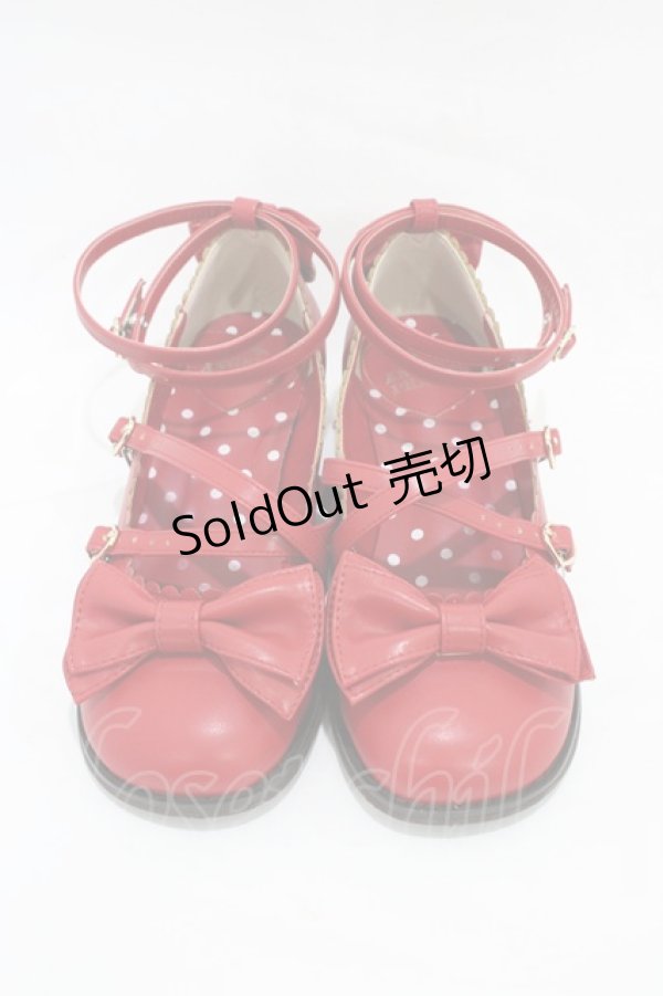 画像1: Angelic Pretty / Tea Party Shoes L/約24.5cm レッド H-26-01-04-1002-AP-SH-NS-ZH (1)