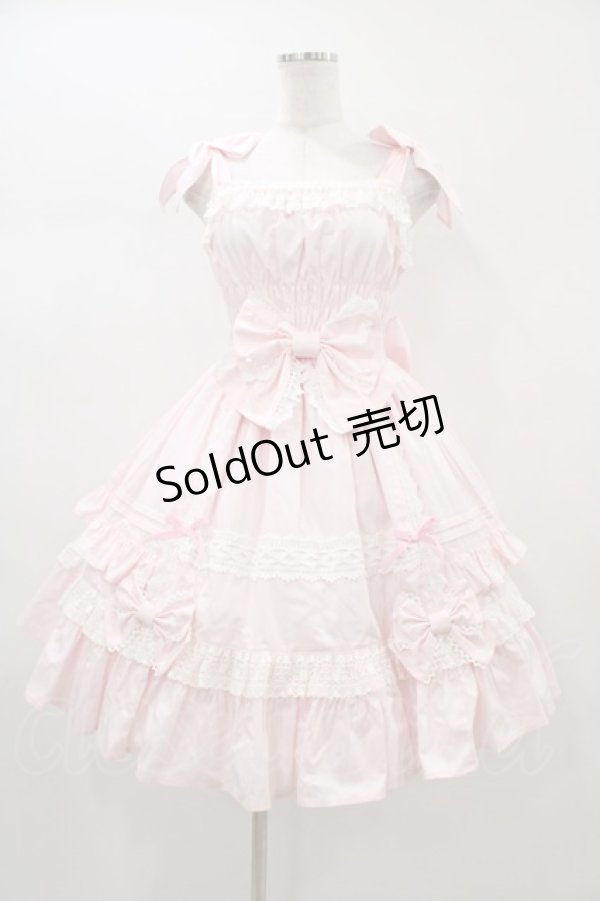 画像1: Angelic Pretty / リボンシャーリングジャンパースカート Free ピンク H-26-01-04-1021-AP-OP-NS-ZH (1)