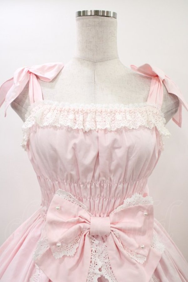画像4: Angelic Pretty / リボンシャーリングジャンパースカート Free ピンク H-26-01-04-1021-AP-OP-NS-ZH (4)