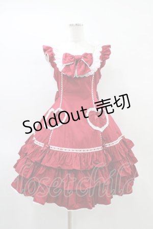 画像: Angelic Pretty / Cute Heartジャンパースカート Free レッド H-26-01-04-1025-AP-OP-NS-ZH