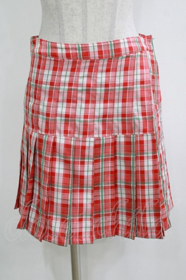 画像1: Candy Stripper / CHECK PLEATS MINI SKIRT M レッド H-26-01-04-051-PU-SK-KB-ZH (1)