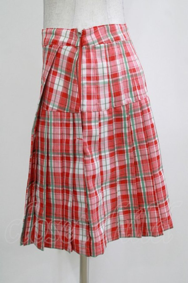 画像2: Candy Stripper / CHECK PLEATS MINI SKIRT M レッド H-26-01-04-051-PU-SK-KB-ZH (2)