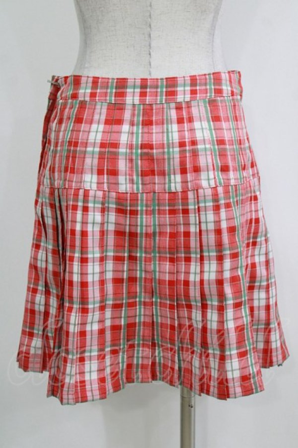 画像3: Candy Stripper / CHECK PLEATS MINI SKIRT M レッド H-26-01-04-051-PU-SK-KB-ZH (3)