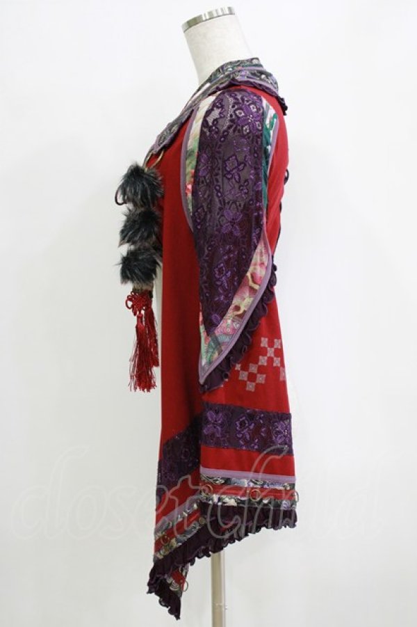 画像2: Ozz oneste / レース切替着物ボレロ  ワイン×パープル H-26-01-04-073-OO-TO-KB-ZH (2)