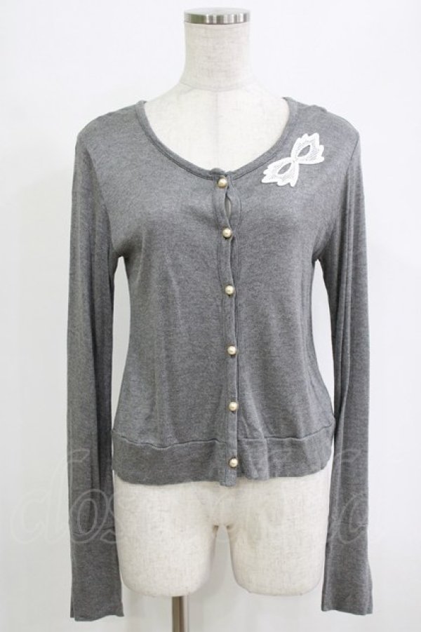 画像1: elements,H / マスケラレースカーディガン  グレー H-26-01-04-078-PU-TO-KB-ZH (1)
