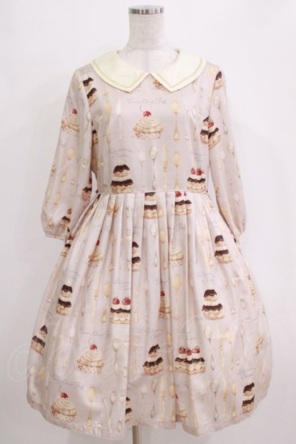 画像1: Leur Getter / Cream Choux Puff袖付きワンピース L グレー H-26-01-04-009-LU-OP-KB-ZH (1)