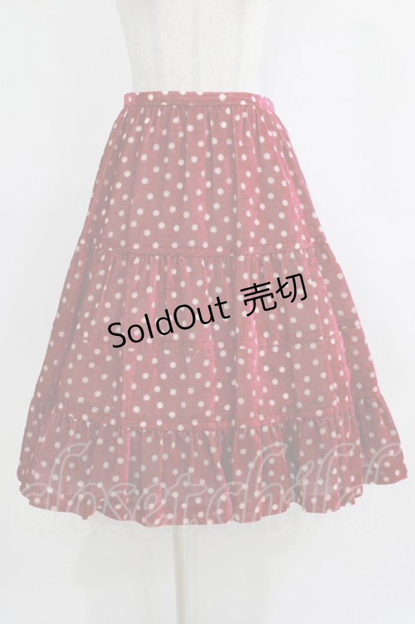 画像1: Jane Marple Dans Le Salon / ドットティアードスカート  ボルドー H-26-01-04-014-JM-SK-KB-ZH (1)