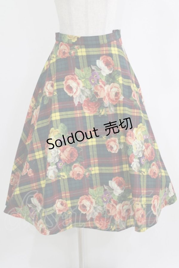 画像1: Jane Marple Dans Le Salon / ローズタータンロングスカート M グリーン H-26-01-04-016-JM-SK-KB-ZH (1)