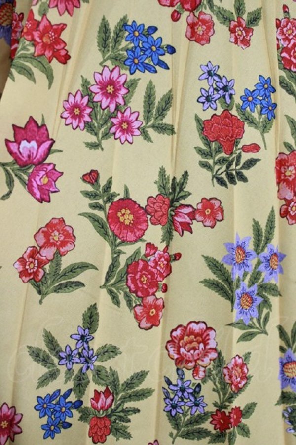 画像4: Jane Marple Dans Le Salon / Flowers of Jouy double accordion skirt M マスタード H-26-01-04-017-JM-SK-KB-ZH (4)