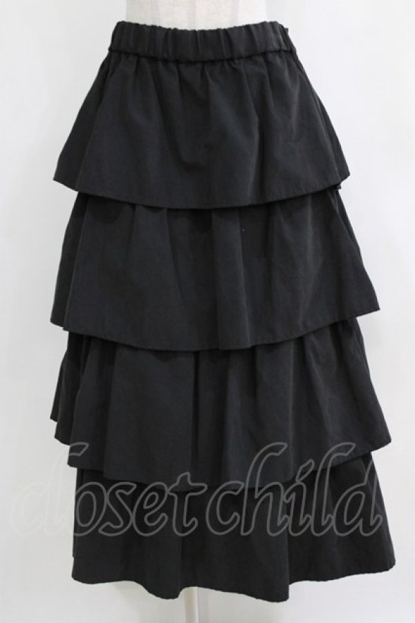 画像1: MARBLE / 4段フリルロングスカート S-L ブラック H-26-01-04-019-GO-SK-KB-ZH (1)