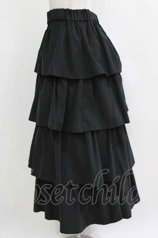 画像2: MARBLE / 4段フリルロングスカート S-L ブラック H-26-01-04-019-GO-SK-KB-ZH (2)