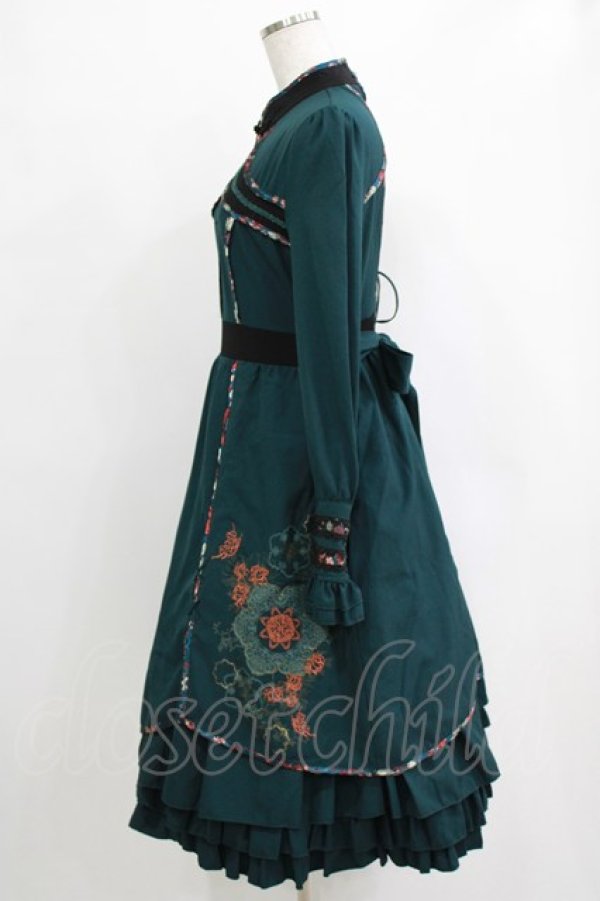 画像2: Ozz oneste / フリルチャイナワンピース  グリーン H-26-01-04-020-OO-OP-KB-ZH (2)