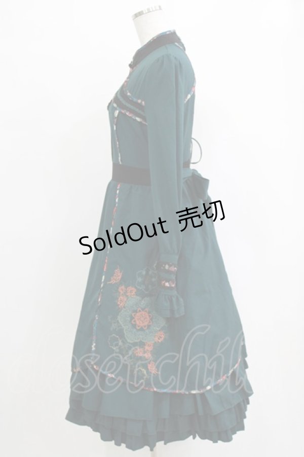 画像2: Ozz oneste / フリルチャイナワンピース  グリーン H-26-01-04-020-OO-OP-KB-ZH (2)