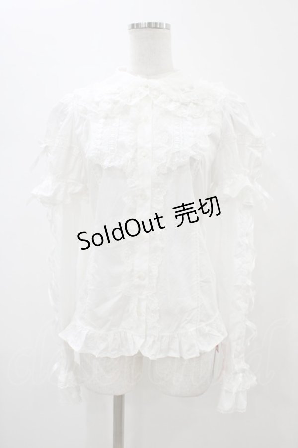 画像1: Angelic Pretty / ティアラレースはしごリボン付け袖ブラウス Free シロ H-26-01-05-1044-AP-BL-NS-ZH (1)