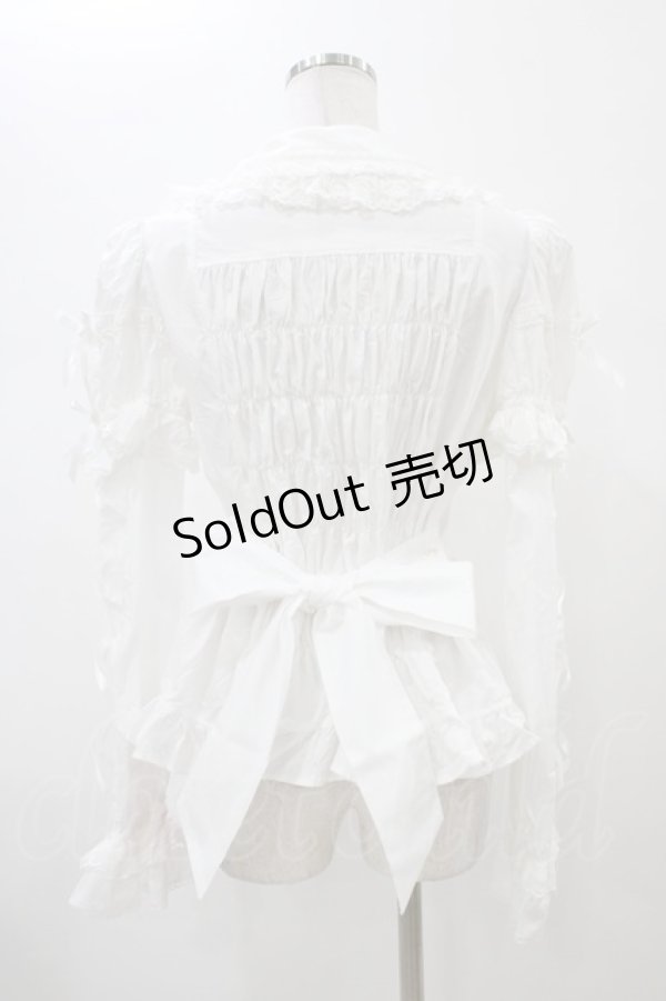 画像2: Angelic Pretty / ティアラレースはしごリボン付け袖ブラウス Free シロ H-26-01-05-1044-AP-BL-NS-ZH (2)