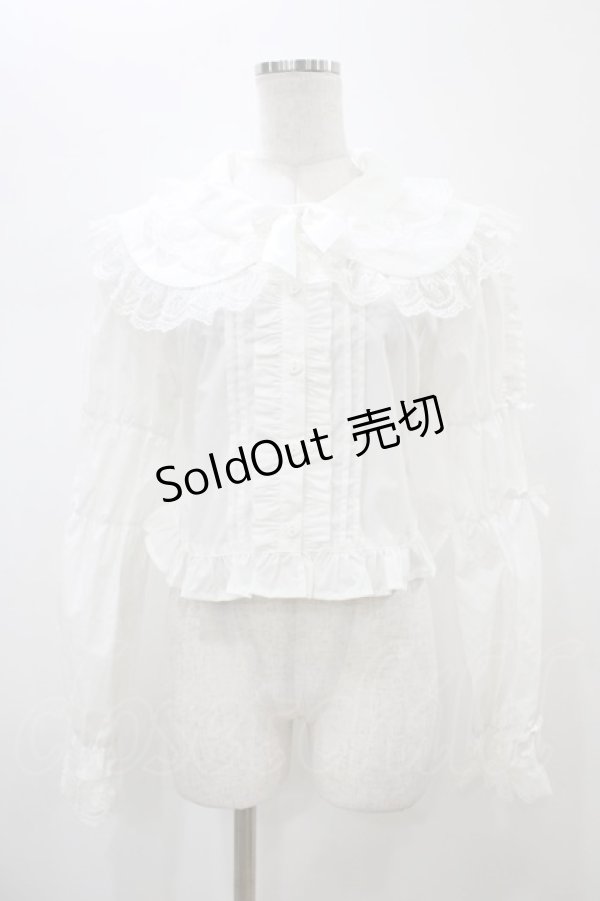 画像1: DearMyLoveEmily / ミルフィーユレースショートブラウス 3L シロ H-26-01-05-1045-0-BL-NS-ZH (1)
