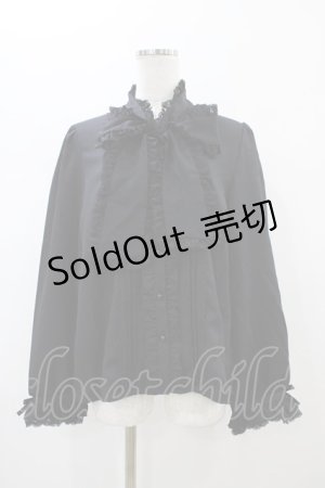 画像: DearMyLove / レースフリルたっぷり上品ボウタイリボンブラウス 3L ブラック H-26-01-05-1047-EL-BL-NS-ZH