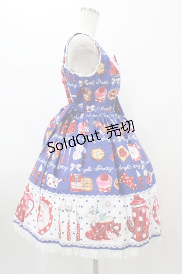 画像3: Angelic Pretty / French Cafe 切替ジャンパースカートSet Free ブルー H-26-01-05-1052-AP-OP-NS-ZH (3)