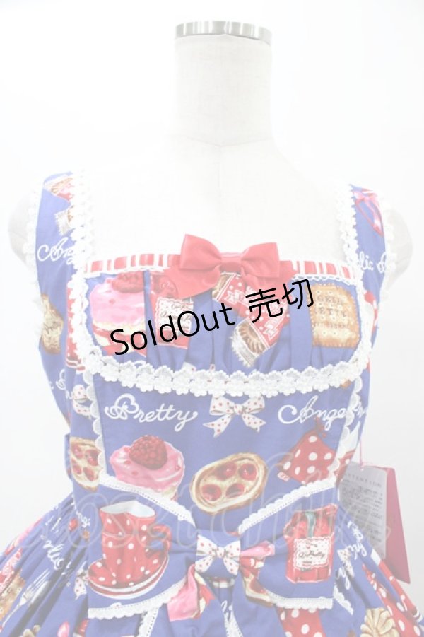 画像4: Angelic Pretty / French Cafe 切替ジャンパースカートSet Free ブルー H-26-01-05-1052-AP-OP-NS-ZH (4)